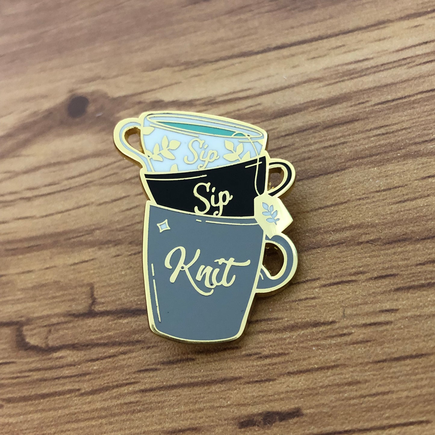 Sip Sip Knit Enamel Pin by Sierra and Pine