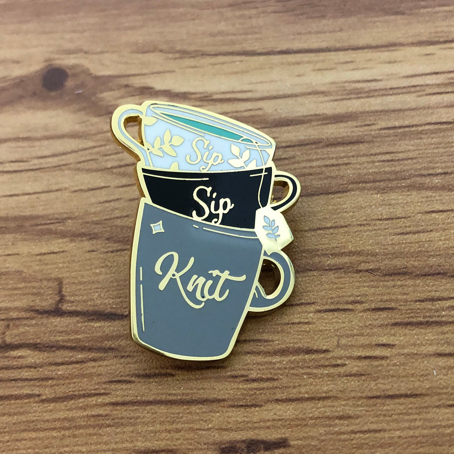 Sip Sip Knit Enamel Pin by Sierra and Pine