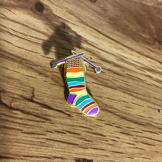 Knitted Sock Enamel Pin by Sierra and Pine