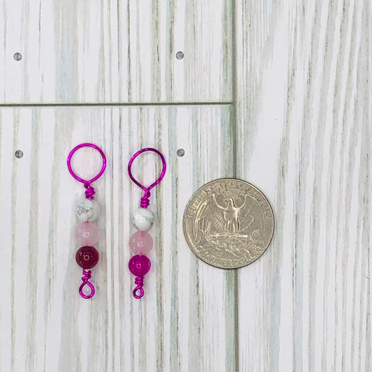 Pretty in Pink handmade 2pcs Stitch Markers for Knitting | sierra and Pine Knitting Accessories