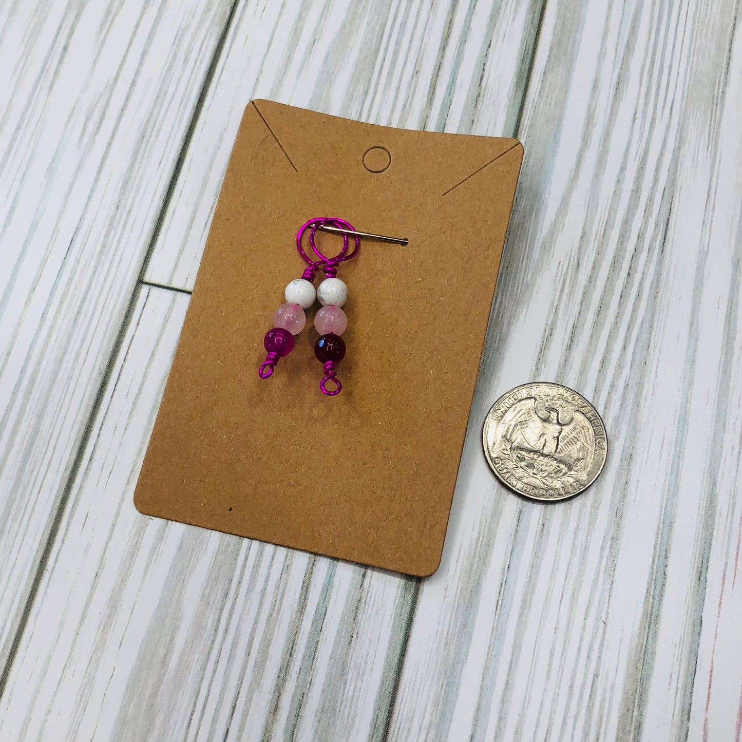 Pretty in Pink handmade 2pcs Stitch Markers for Knitting | sierra and Pine Knitting Accessories