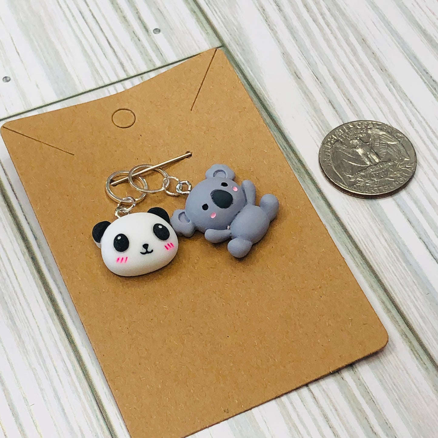 Panda and Koala 2 pcs Stitch Markers | Sierra and Pine Knitting Accessories