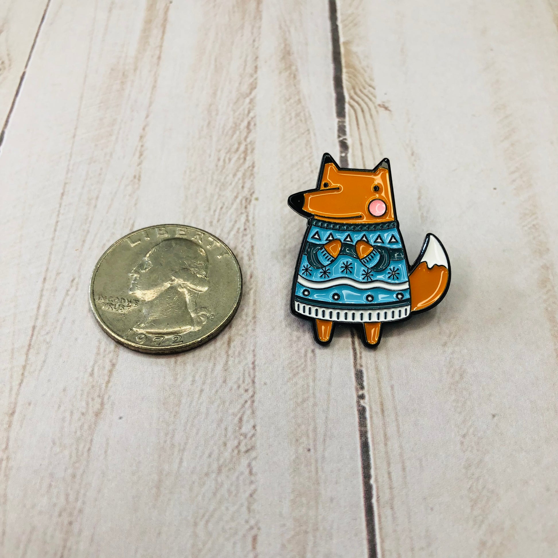 Holiday Sweater Fox Pin from Sierra and Pine