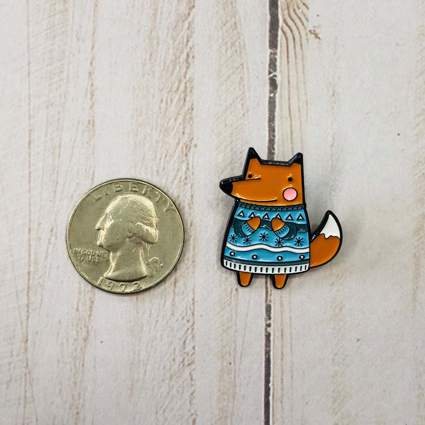 Holiday Sweater Fox Pin from Sierra and Pine