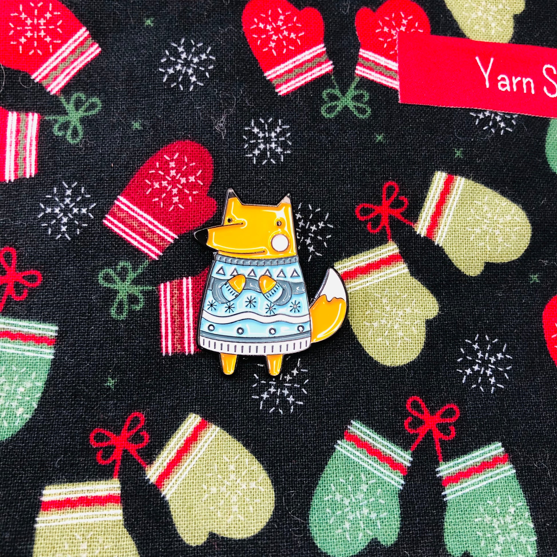 Holiday Sweater Fox Pin from Sierra and Pine