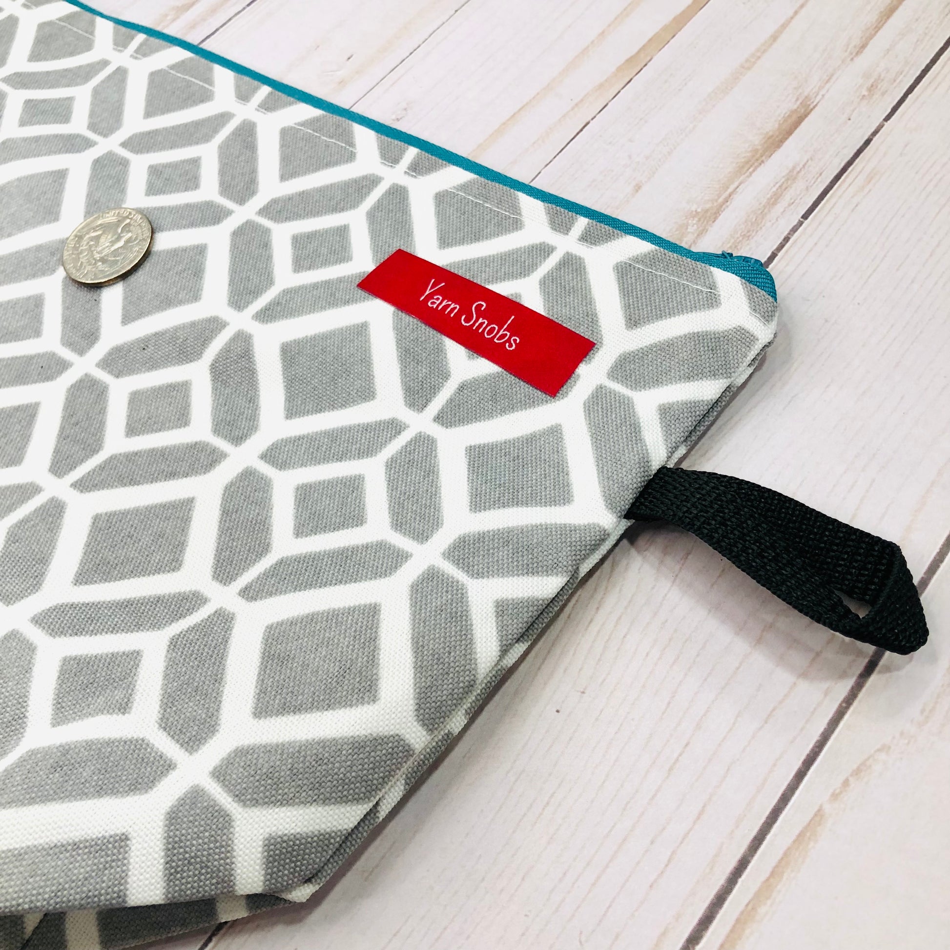 Gray Mosaic Medium Project Bag by Sierra and Pine