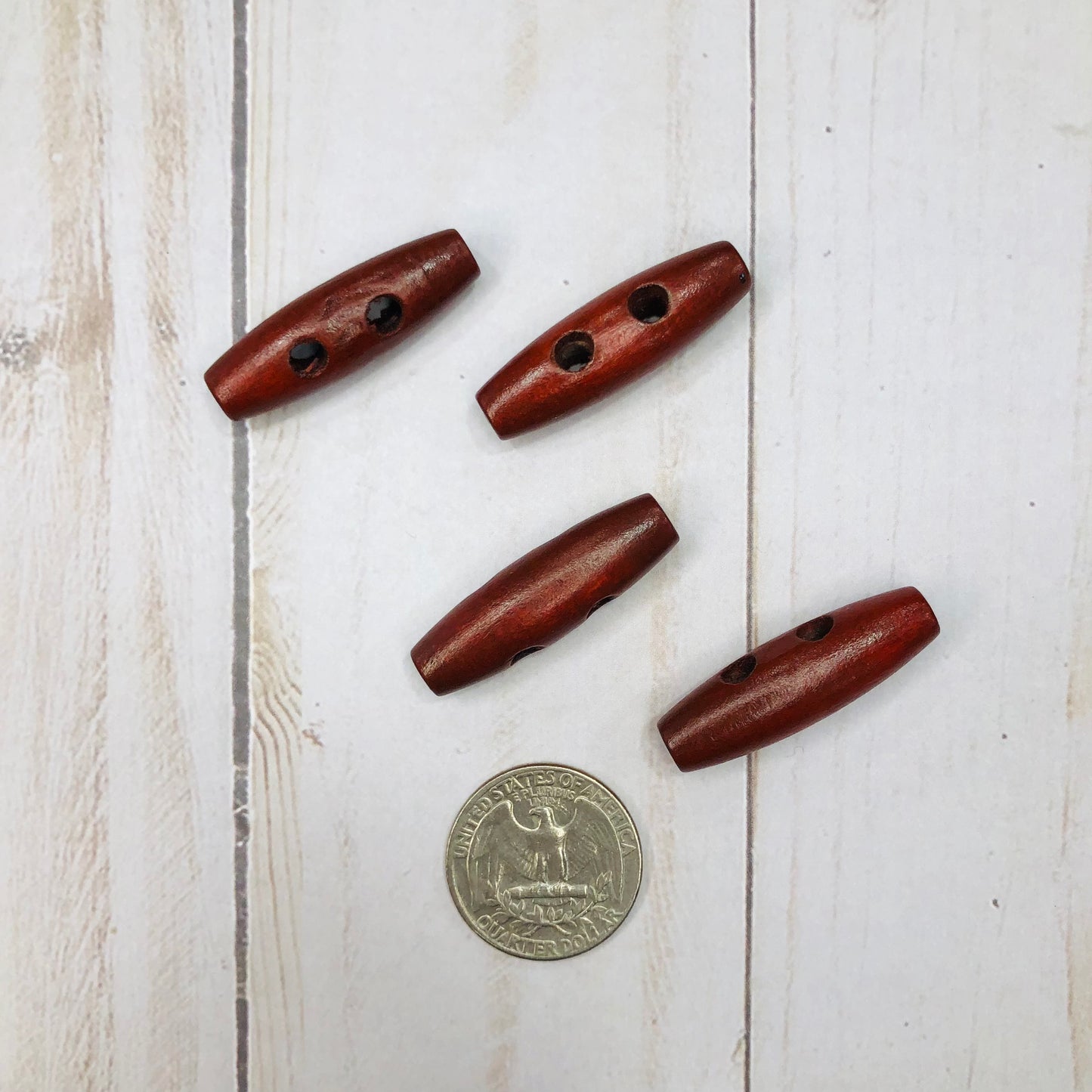 Toggle wood buttons by Sierra and Pine - walnut colored