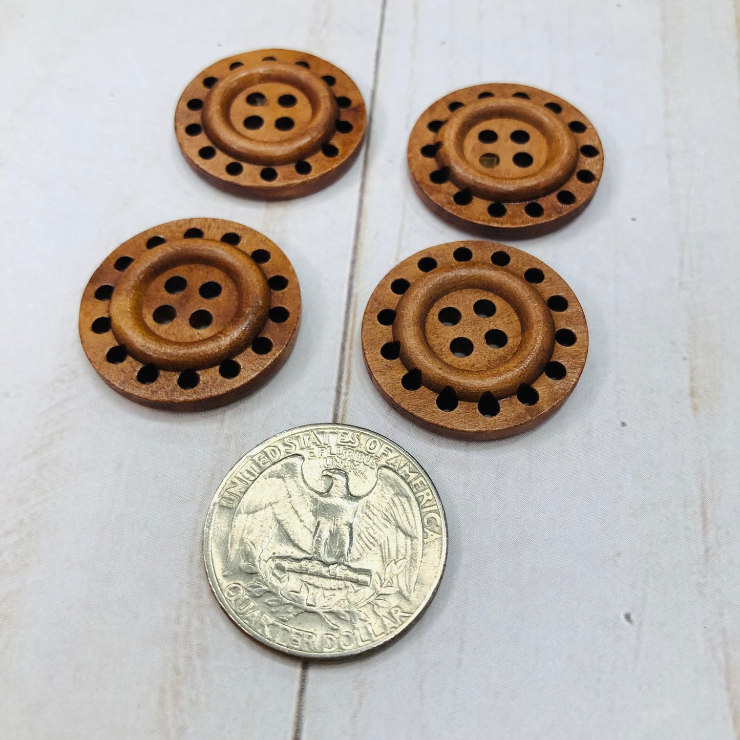 Chestnut colored Wood Button, Round, 1" - Pack of 4 - by Sierra and Pine