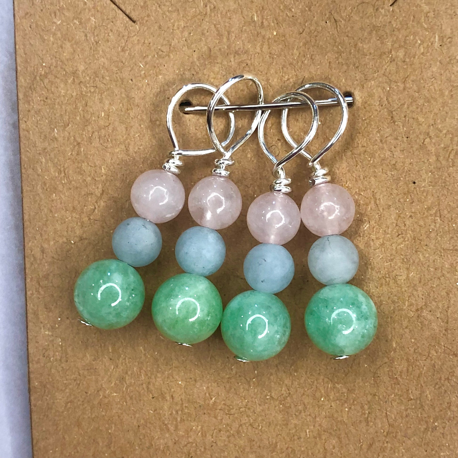 Semi-precious gemstones handmade 4pcs Stitch Markers for Knitting