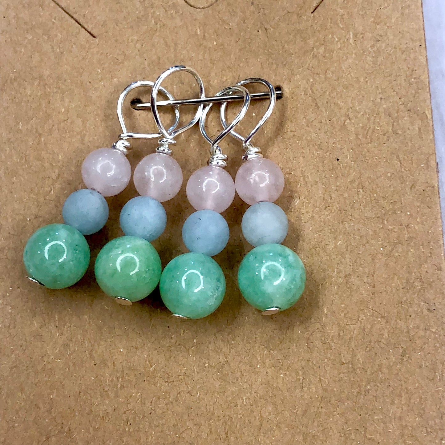 Semi-precious gemstones handmade 4pcs Stitch Markers for Knitting