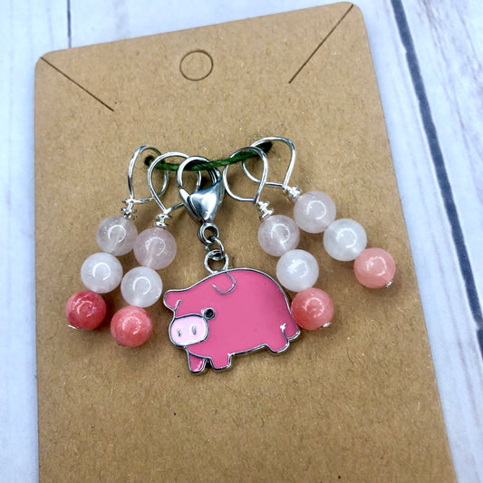 Little Piggy 5pcs handmade Stitch Markers for Knitting